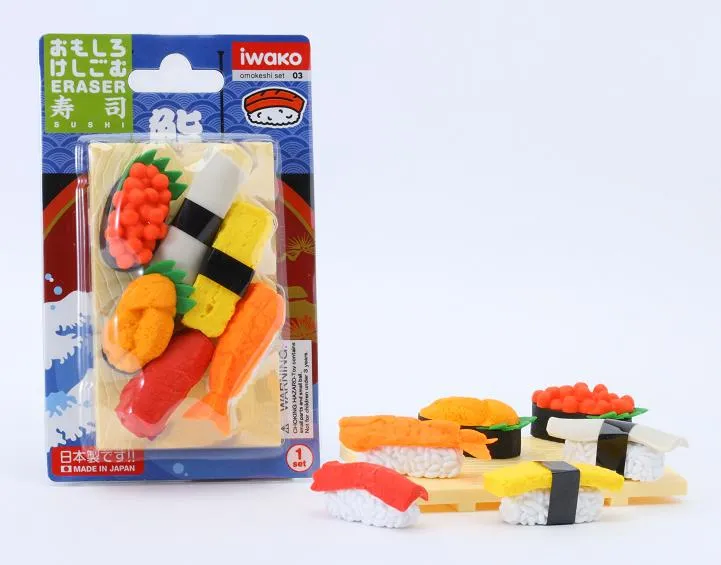 38335 IWAKO SUSHI BOARD ERASER CARD-10 CARDS