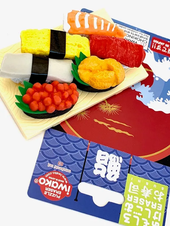 38335 IWAKO SUSHI BOARD ERASER CARD-10 CARDS