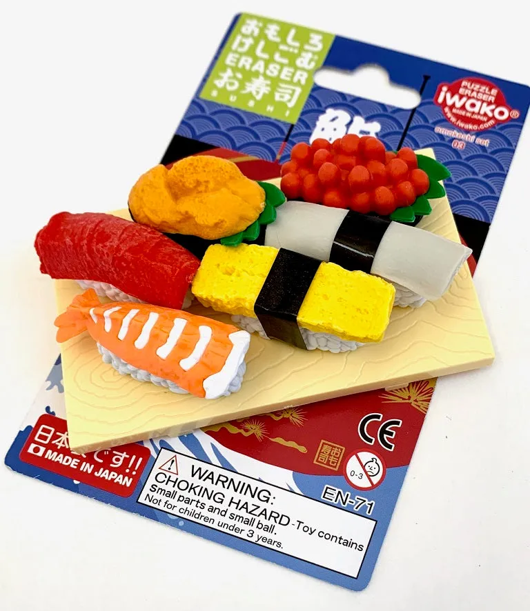 38335 IWAKO SUSHI BOARD ERASER CARD-10 CARDS