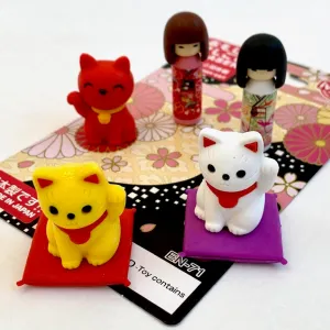 38346 IWAKO DOLL AND CAT ERASER CARD-10 CARDS