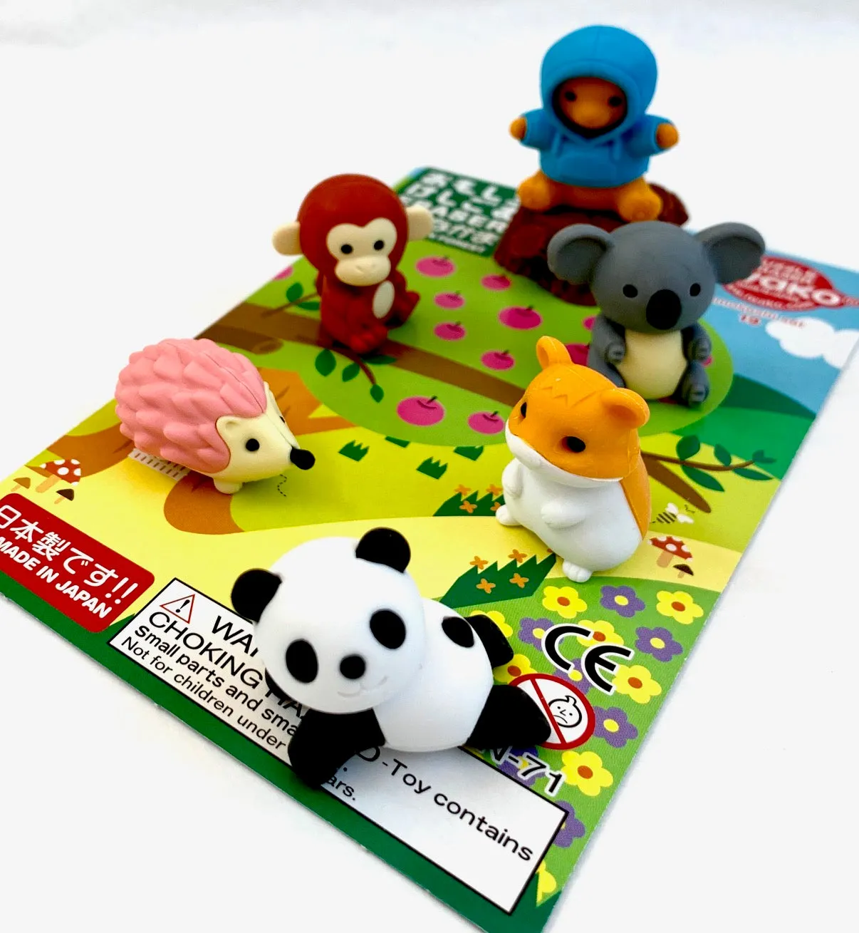 383491 IWAKO KAWAII ANIMAL ERASER CARD-SINGLE
