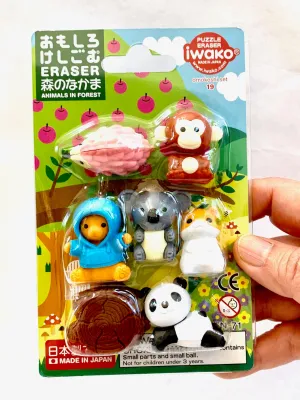 383491 IWAKO KAWAII ANIMAL ERASER CARD-SINGLE