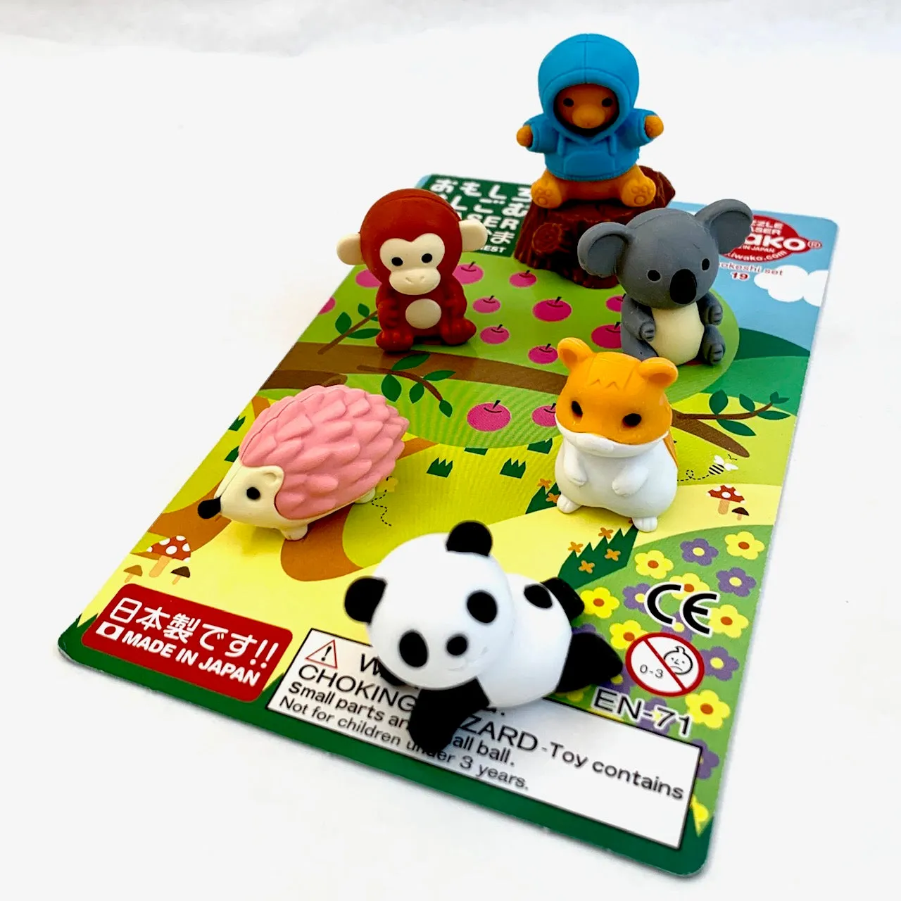 383491 IWAKO KAWAII ANIMAL ERASER CARD-SINGLE