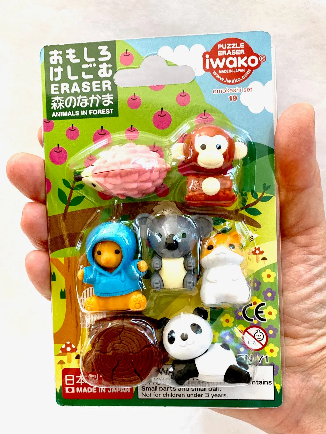 383491 IWAKO KAWAII ANIMAL ERASER CARD-SINGLE