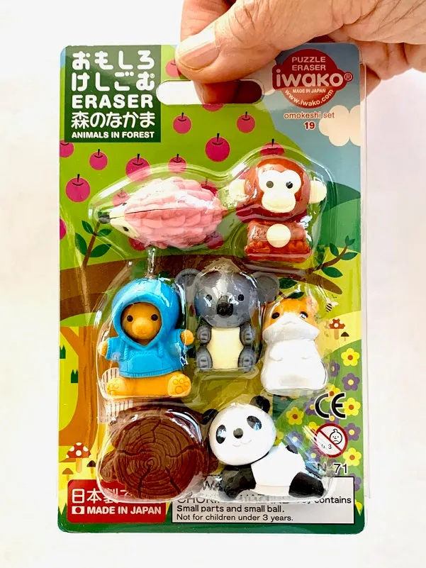 383491 IWAKO KAWAII ANIMAL ERASER CARD-SINGLE
