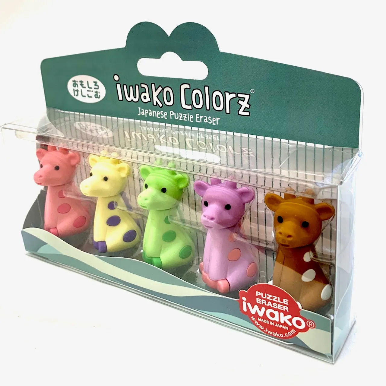 384511 IWAKO Colorz Giraffe -1 box of 5 Erasers