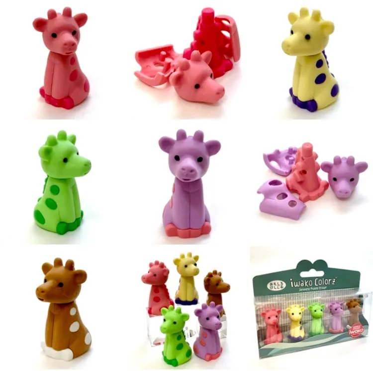 384511 IWAKO Colorz Giraffe -1 box of 5 Erasers