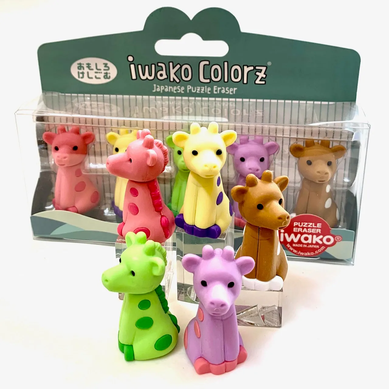 384511 IWAKO Colorz Giraffe -1 box of 5 Erasers