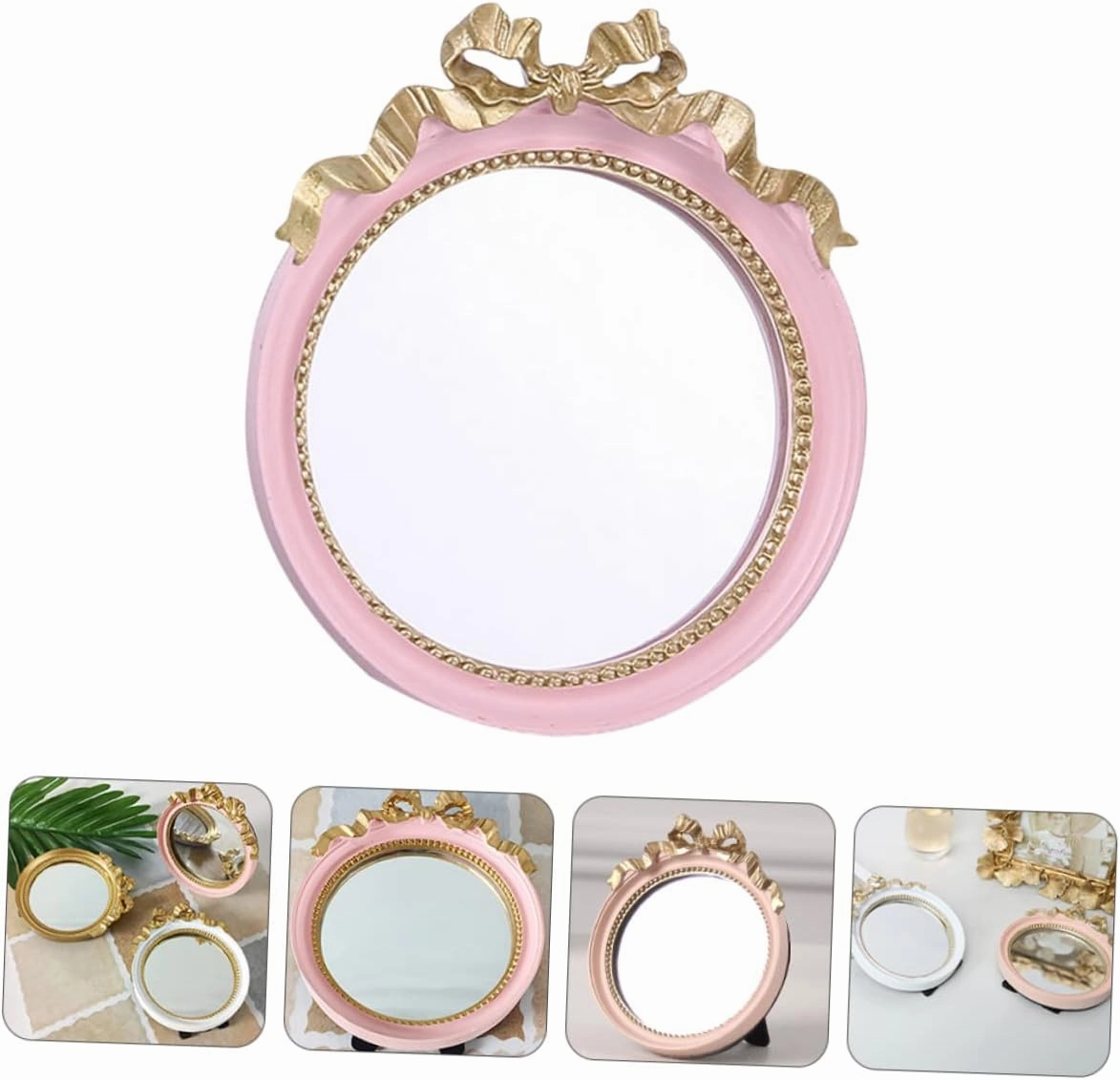 3 pcs Hairpin Cute Office Desk Decorations The Flowers Small Round Mirror Make up Outdoor Decor Spiked Headbands Table Household Handheld Dresser Mirrors for Bedroom