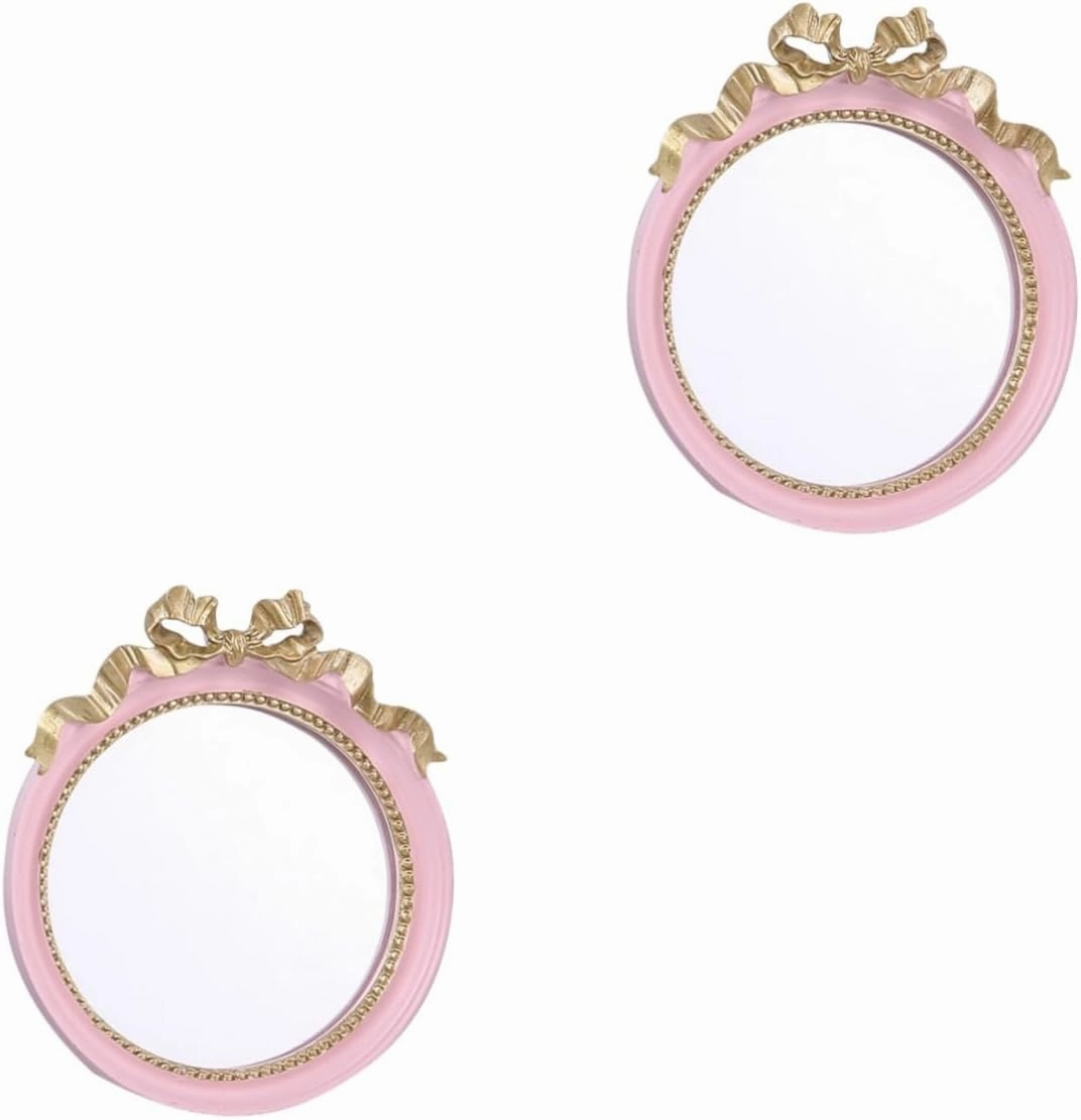 3 pcs Hairpin Cute Office Desk Decorations The Flowers Small Round Mirror Make up Outdoor Decor Spiked Headbands Table Household Handheld Dresser Mirrors for Bedroom