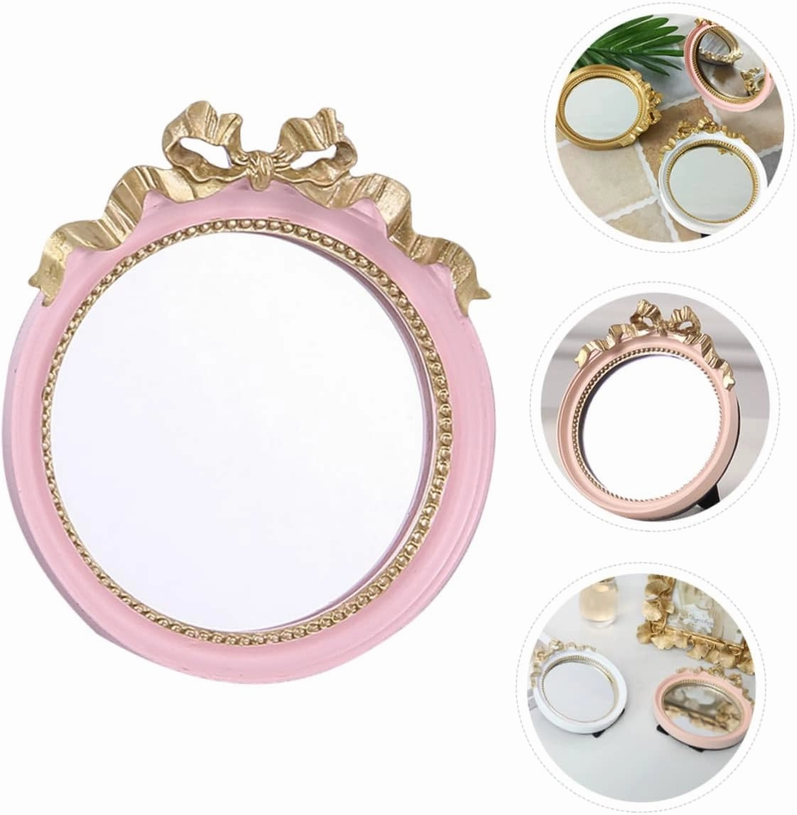 3 pcs Hairpin Cute Office Desk Decorations The Flowers Small Round Mirror Make up Outdoor Decor Spiked Headbands Table Household Handheld Dresser Mirrors for Bedroom