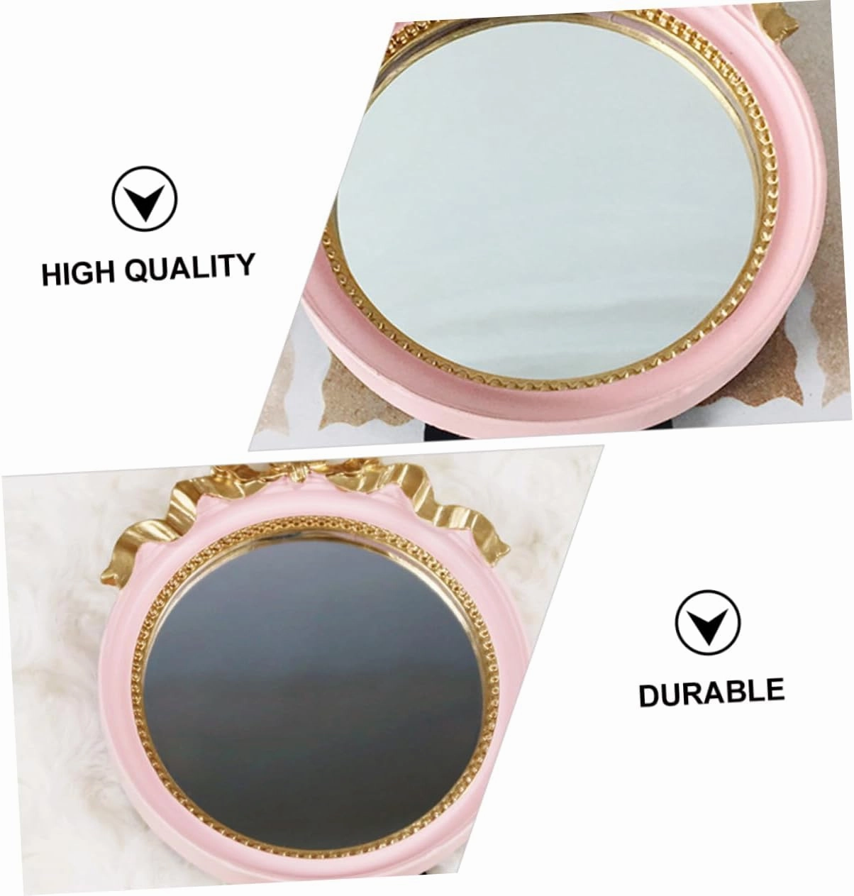 3 pcs Hairpin Cute Office Desk Decorations The Flowers Small Round Mirror Make up Outdoor Decor Spiked Headbands Table Household Handheld Dresser Mirrors for Bedroom