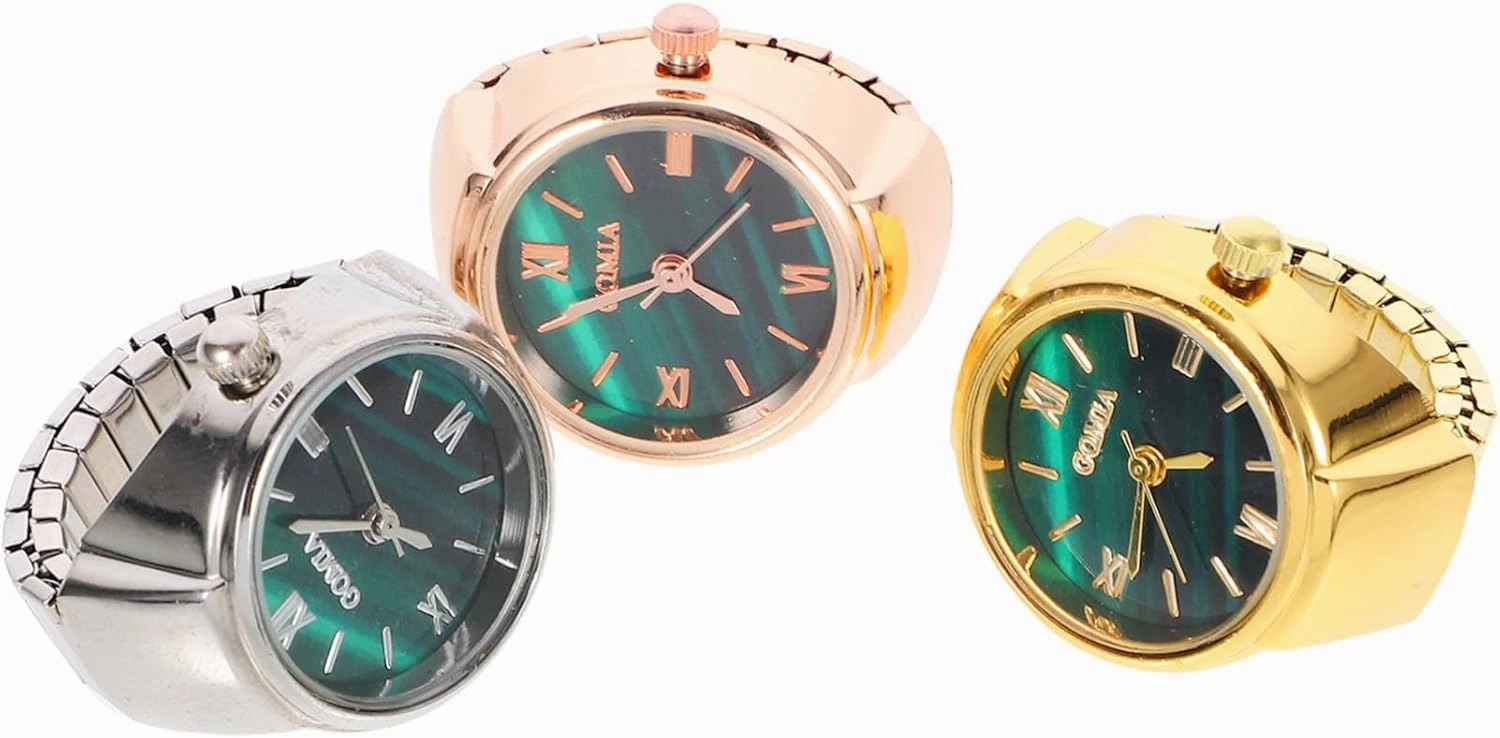 3 Pcs Ring Watch Boy Finger Watch Wrist Watch Rings Fashion Finger Watch Rings for Men Mens Ring Digital Watch Watches Decorative Finger Circle Ring Design Watch Stainless Steel