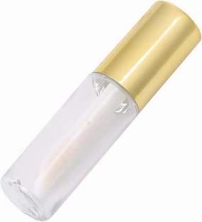 45pcs 1.2ml Gold Mini Refillable Lip Gloss Tubes with Rubber Rings, Transparent Body, Built in Mini Brush, Easy to Carry for Daily Use