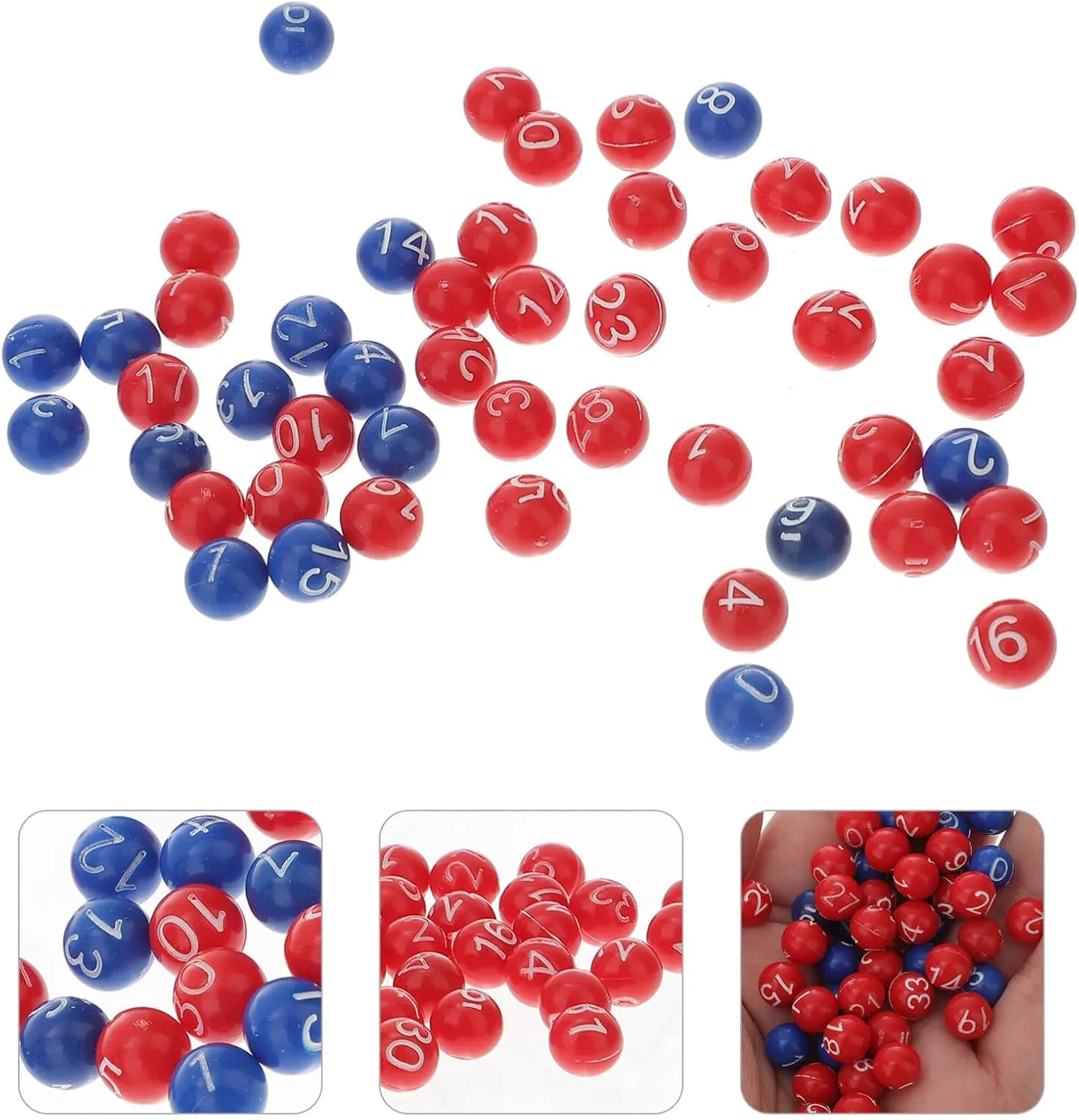 49pcs Numbered Bingo Balls 1 to 49 Mini Raffle Game Balls Tiny Vendings Machine Capsules Party Favors for Home Bar Red Blue