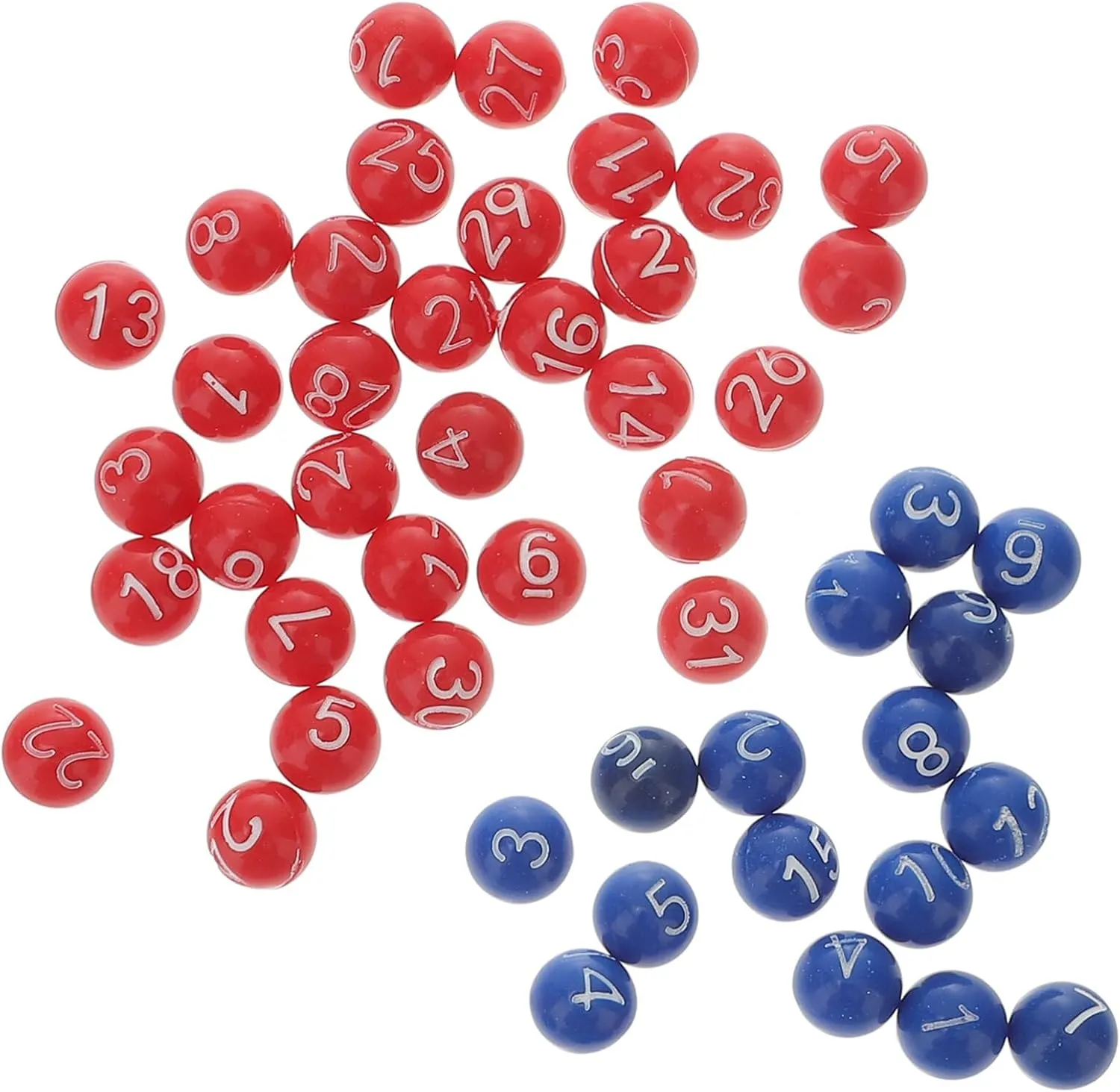 49pcs Numbered Bingo Balls 1 to 49 Mini Raffle Game Balls Tiny Vendings Machine Capsules Party Favors for Home Bar Red Blue
