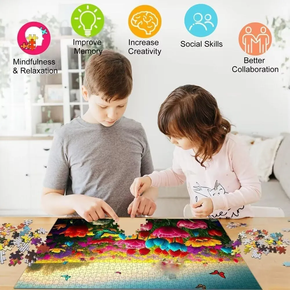 500 Piece Jigsaw Puzzle for Adults Bass Fish Dragonfly Sunset Challenging and Dynamic Puzzle Game for Adults Fishermen Wall Decor Gift Family Game Night Fun