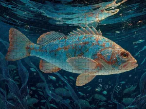 500 Piece Jigsaw Puzzle for Adults Ornate Fantasy Fish in Deep Blue Water Challenging and Peaceful Puzzle Game for Nature Enthusiasts, Art Lovers Wall Decor Gift Family Game Night Fun