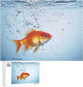 500 PCS Jigsaw Puzzle for Adults Personalized Picture Puzzle Fish in Water Customized Wooden Puzzle for Family, Birthday, Wedding, Game Nights Gifts Animal Puzzle