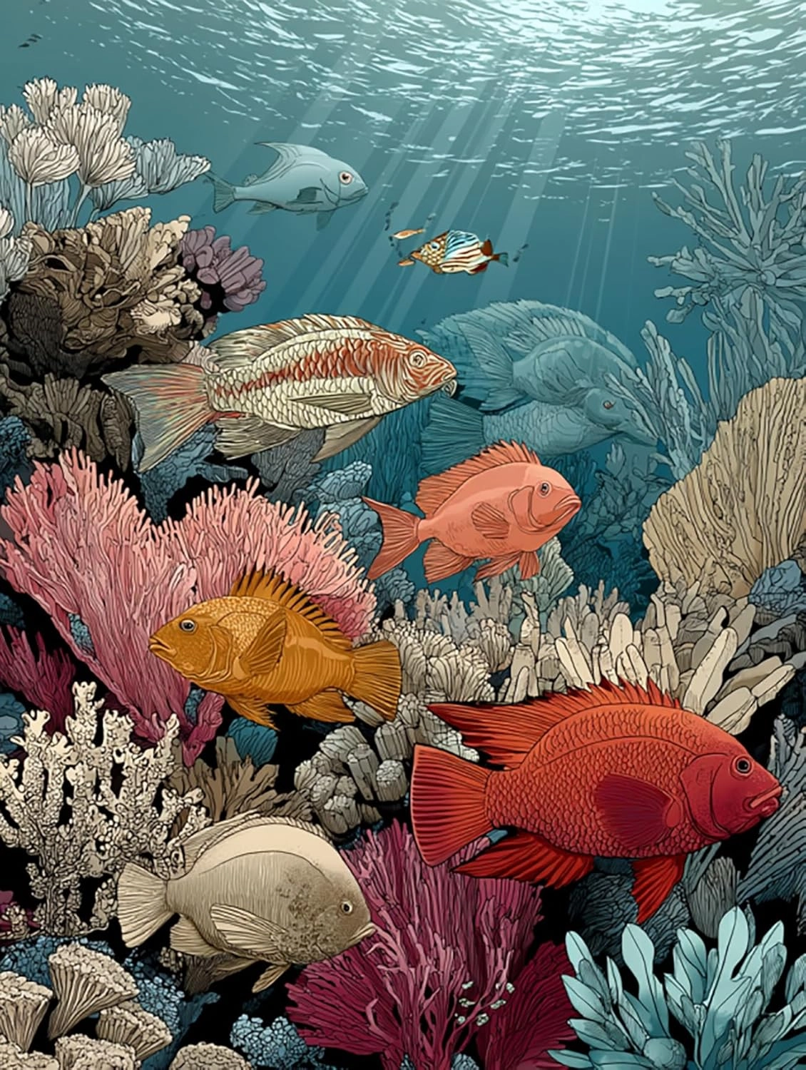 500 Piece Jigsaw Puzzles for AdultsAbundant Fish in The Oceans, Classic Puzzles, Challenging Game, Birthday Party Gift, Fun Puzzle Challenge for Adults and Families(1500PCS)