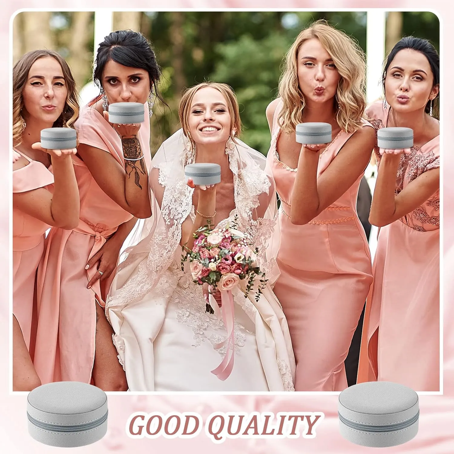 6 Pcs Travel Jewelry Case Bridesmaid Gift Boxes Jewelry Travel Organizer Small Round Jewelry Box Mini Storage PU Leather