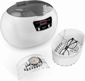 600ML Ultrasonic Cleaner, 35W Portable Jewelry Cleaner with Digital Timer, 0-30 Minutes 18 Adjustable Periods, Rings, Glasses, Watches, Clean Coins