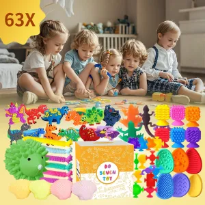 63 Pcs Fidget Toys Set,Stocking Stuffers for Kids, Gifts for Kids, Party Favors - Stress Relief Sensory Toys - ADHD Toys,Anxiety Carnival Treasure Classroom Prizes