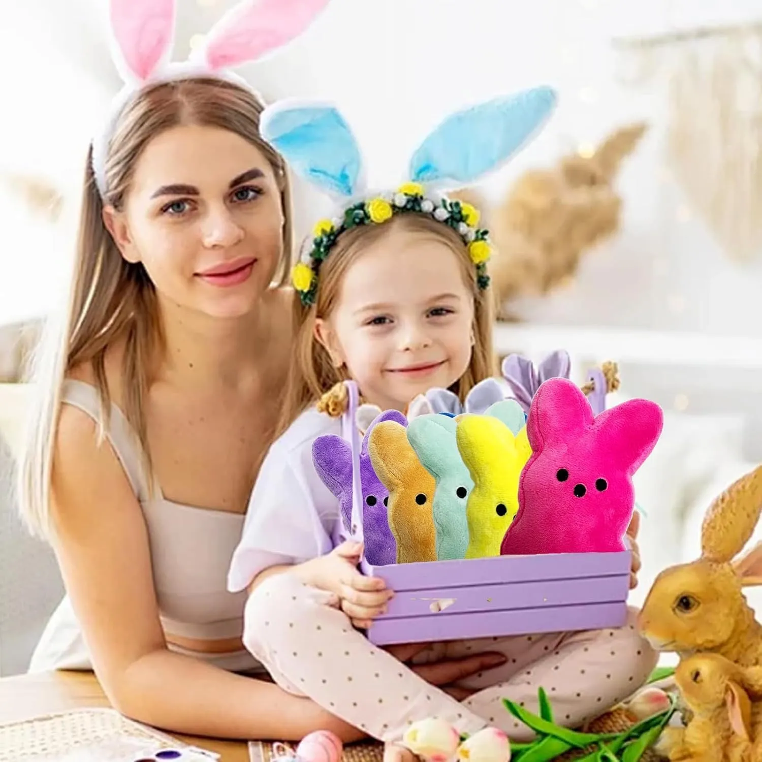 6PCS Cute Bunny Plush Toys,Easter Basket Stuffers Toys for Kids,Bunny Stuffed Animals,Easter Party Favors Gift for Girls Boys