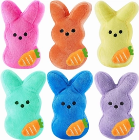 6Pcs New Upgrade Easter Bunny Plush, Easter Rabbit with Carrot Stuffed Animals, Adorable Easter Basket Easter Bunny Decorations for Kids (Multicolored)