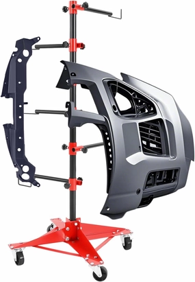 71" Panel Tree Paint Stand w/Adjustable Center Post & 6 Rotating Hooks,4 Lockable Wheels, Rust-Resistant Iron Construction, 100KG Capacity, Heavy-Duty Auto Body Stand for Doors/Fenders/Bumpers