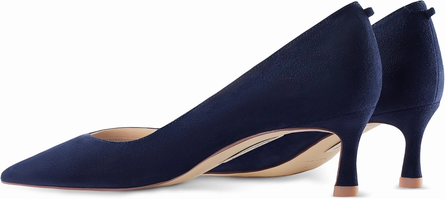 7or9 Kitten Heels for Women Comfortable Leather High Heels Pointed Toe Women's Pumps Black Heels 2"