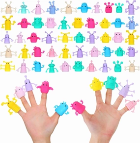 80 Pcs Finger Puppets Toys Cute Monster Puppet Soft Rubber Finger Toys of Monster Little Devil Pattern Finger Doll Toys Stretchy Fidget Toy for Party Favors Role Playing,13 Random Styles