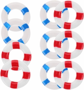 80PCS Mini Life Ring Mini Swimming Ring Miniature Life Rings Nautical Life Buoy Landscape Swim Ring Buoy Nautical Decor Cake Decorations Dollhouse Beach Theme Decorations