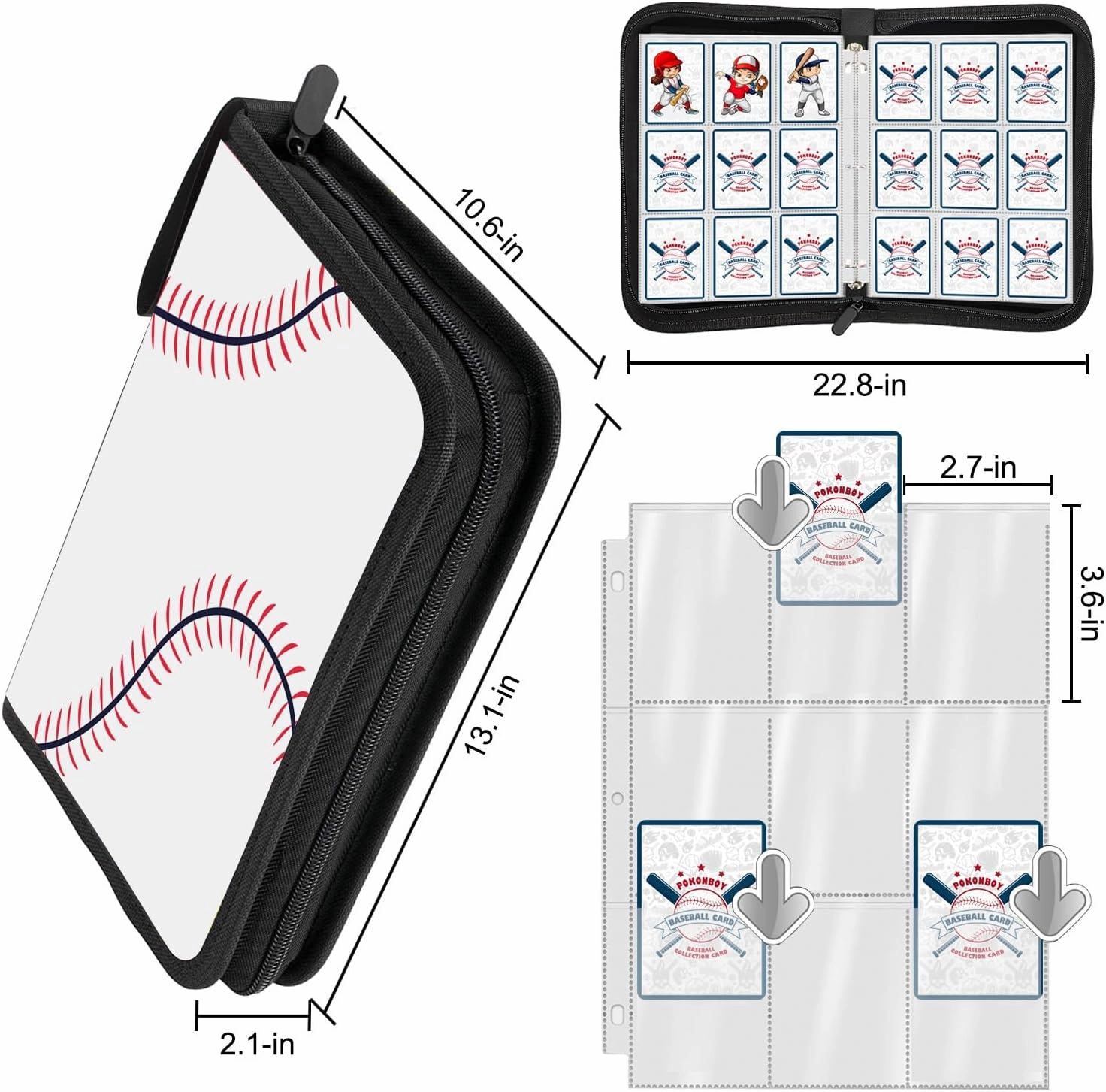 900 Pockets Baseball Card Binder for Trading Cards, Display Case with Baseball Card Sleeves Holder Protectors Set for Football Sports Cards