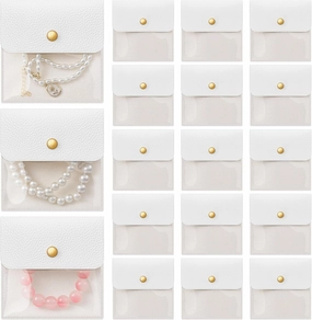 Abbylike 18 Pcs Mini Pouch Small Velvet Jewelry Bags Travel Clear Jewelry Organizer Bags Small PU Leather Velvet Pouch for Traveling Trip Mother‘s Day Gift for Mom Wife Women
