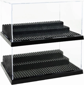 AELS 3-Level Acrylic Display Case, Set of 2, Dustproof Showcase for Collection Bricks Blocks Toys Models Minifigures Building, Clear, Removable