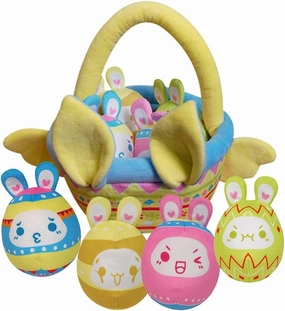 AIXINI 5 Pcs Easter Plush Stuffed Easter Egg Basket Stuffers Plushies Playset for Kids Easter Party Favors