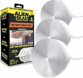 Alien Draft Seal Insulation Tape 49 Feet Transparent Silicone Weather Stripping Door Seal Strip and Under Door Draft Stopper for Window Seal and Door Bottom Seal As Seen On TV