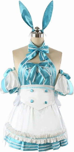 Altria Caster Cosplay Cute Blue and White Bunny Ears Maid Costume Halloween New Outfit