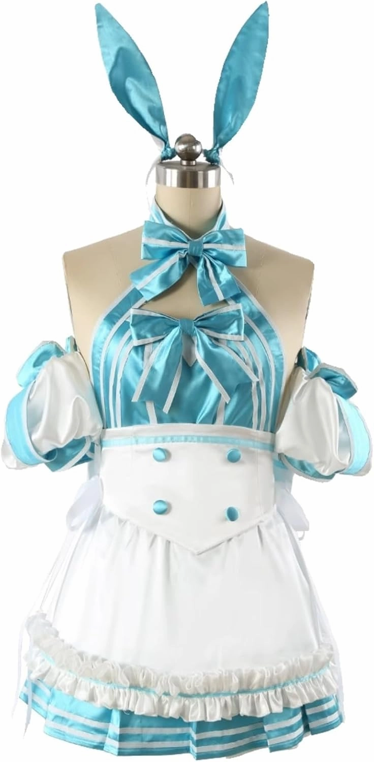 Altria Caster Cosplay Cute Blue and White Bunny Ears Maid Costume Halloween New Outfit