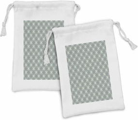 Ambesonne Baroque Fabric Pouch Set of 2, Rococo Inspired Design Floral Damask Like Motifs in Bicolour Style, Small Drawstring Bag for Toiletries Masks and Favors, 9" x 6", Mauve Taupe and Mint Green