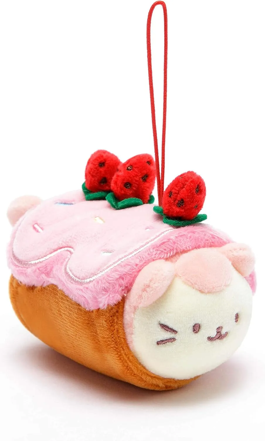 Anirollz Stuffed Animal Plush Toy – 3” & 6" Official Roll Blanket Outfitz Doll | Soft, Squishy, Warm, Cute, Comfort, Safe | Birthday Decorations Gift Strawberry Roll Cake Pillow with Kitty Kittiroll