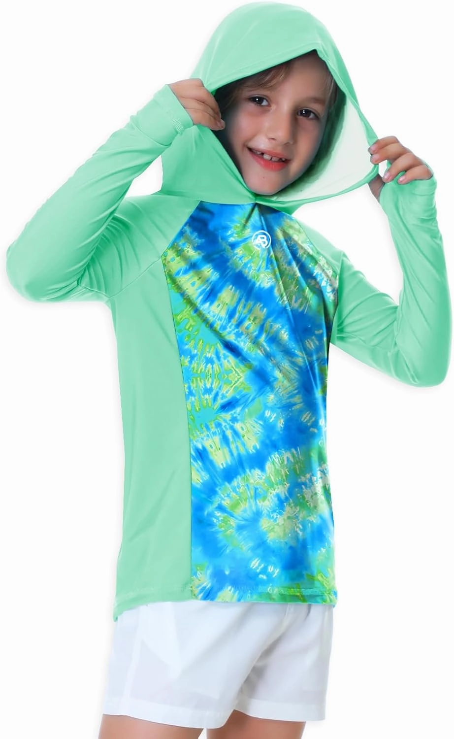 AOBUTE Unisex Kids Long Sleeve Hoodie Rash Guard Boys UPF 50  Swim Top with Thumb Hole 3-12 Years
