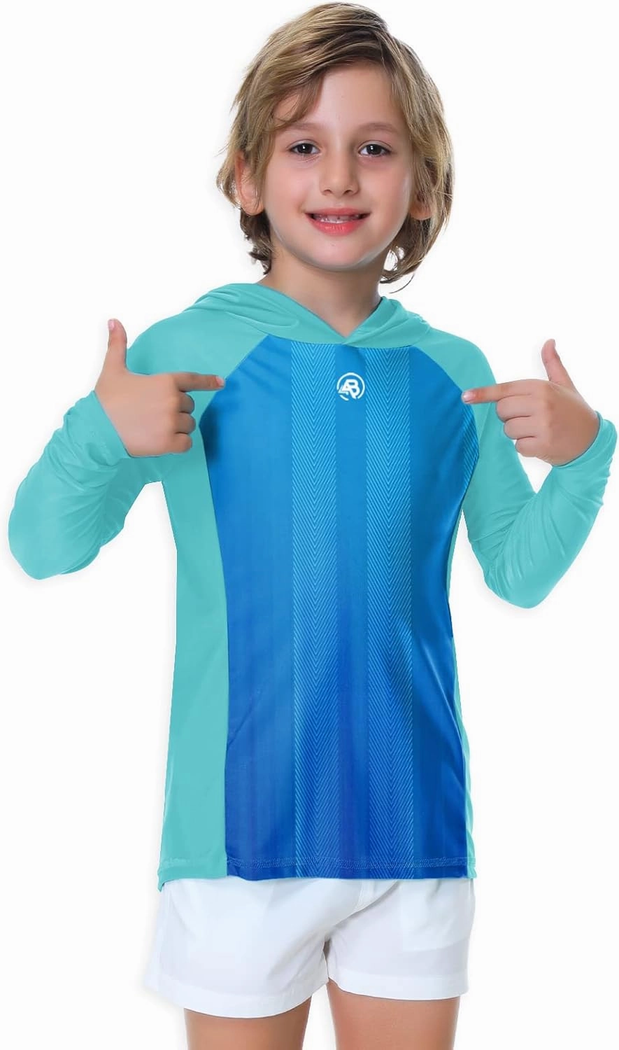 AOBUTE Unisex Kids Long Sleeve Hoodie Rash Guard Boys UPF 50  Swim Top with Thumb Hole 3-12 Years
