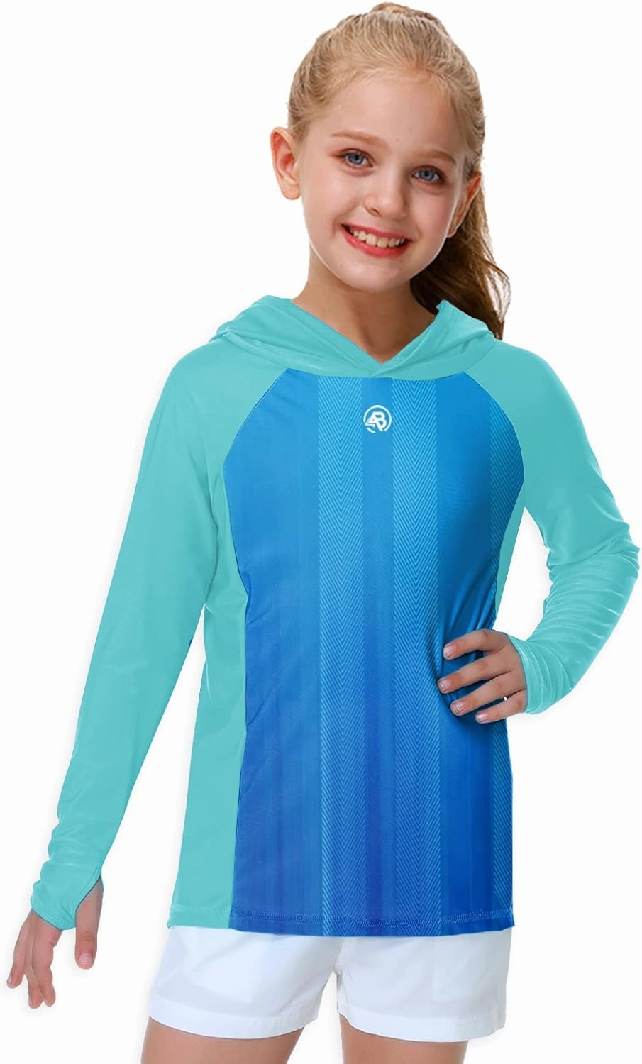 AOBUTE Unisex Kids Long Sleeve Hoodie Rash Guard Boys UPF 50  Swim Top with Thumb Hole 3-12 Years