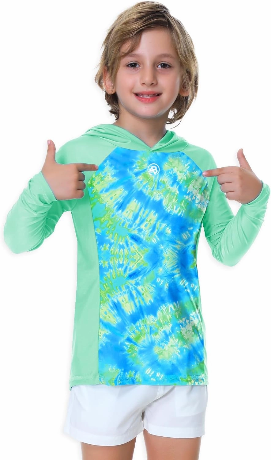 AOBUTE Unisex Kids Long Sleeve Hoodie Rash Guard Boys UPF 50  Swim Top with Thumb Hole 3-12 Years
