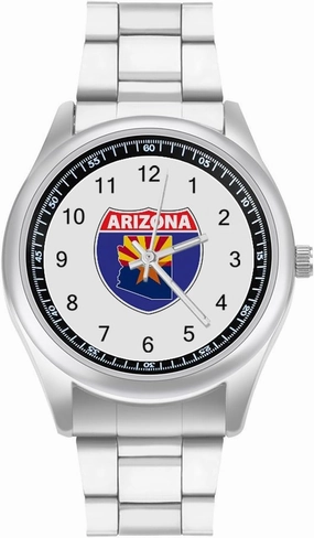 Arizona Map Flag Design Casual Wrist Watches for Men Classic Business Dress Watch Big Face for Work Gym
