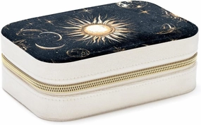 Art Cosmic Space with Sun Moon Star Planet and Constellations Travel Jewelry Box, Portable Travel Display Case Storage Holder Boxes for Stud Earrings, Rings, Necklaces, Bracelets