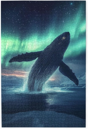 Aurora Jigsaw Puzzle 1000 Pieces, Glacier Big Fish, Vibrant Design, Wooden Puzzle for Adults, Creative Games and Holiday Party Gift Artwork Wall Home Decor, Release Stress, Relax