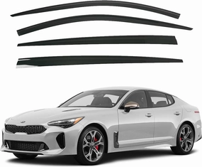 AUTOCLOVER Tape-On Rain Guards Window Visors 4 Pcs Set for Kia Stinger 2017 2018 2019 2020 2021 2022 2023 / Window Deflectors, Out-Channel Vent Shades (Smoked)